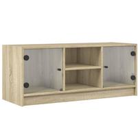 vidaXL TV spintelė su stiklinėmis durelėmis, ąžuolo, 102x37x42cm