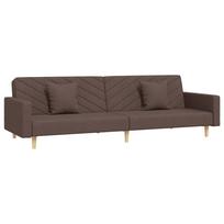 vidaXL Dvivietė sofa-lova su dvejomis pagalvėmis, taupe, audinys