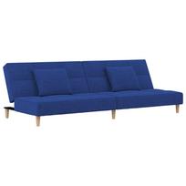 vidaXL Dvivietė sofa-lova su dvejomis pagalvėmis, mėlyna, audinys