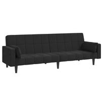vidaXL Dvivietė sofa-lova su dvejomis pagalvėmis, juoda, aksomas