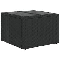 vidaXL Sodo stalas su stikliniu stalviršiu, juodas, 55x55x37cm, polirotangas