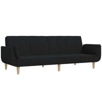 vidaXL Dvivietė sofa-lova su dvejomis pagalvėmis, juoda, audinys