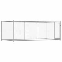 vidaXL Narvas šunims su durimis, pilkas, 4x2x1,5m, plienas