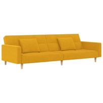 vidaXL Dvivietė sofa-lova su dvejomis pagalvėmis, geltona, audinys