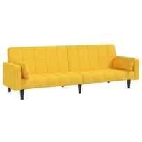 vidaXL Dvivietė sofa-lova su dvejomis pagalvėmis, geltona, audinys
