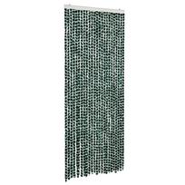 vidaXL Užuolaida nuo musių, žalia ir balta, 100x200cm, šenilis