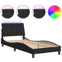 vidaXL Lovos rėmas su LED be čiužinio, Hanko, juodos spalvos, 90x190cm, aksomas