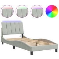 vidaXL Lovos rėmas su LED be čiužinio, Hanko, šviesiai pilkas, 90x190cm, aksomas