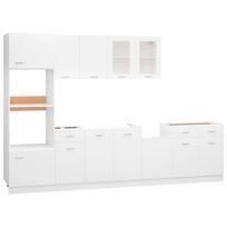 vidaXL Virtuvės spintelių komplektas, Lyon, 7d., baltos spalvos, mediena