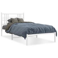 vidaXL Metalinis lovos rėmas su galvūgaliu, baltos spalvos, 107x203cm