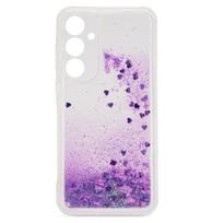 iLike Samsung Galaxy A55 silikoninis dėklas su vandens blizgučiais violetinis