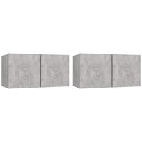 vidaXL Pakabinamos televizoriaus spintelės, 2vnt., pilkos, 60x30x30cm