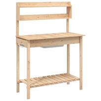 vidaXL Sodinimo stalas su plautuve, 147,5x44x139,5cm, eglės masyvas