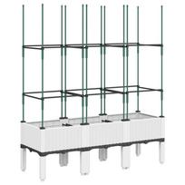 vidaXL Sodo lovelis su treliažu, baltos spalvos, 120x40x142,5cm, PP
