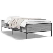 vidaXL Lovos rėmas, pilkas ąžuolo, 75x190cm, apdirbta mediena/metalas