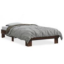 vidaXL Lovos rėmas, rudas ąžuolo, 75x190cm, apdirbta mediena/metalas