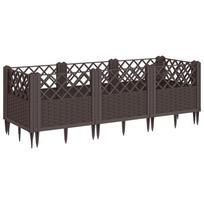 vidaXL Sodo lovelis su kuoliukais, rudas, 123,5x43,5x43,5cm, PP