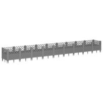 vidaXL Sodo lovelis su kuoliukais, pilkas, 363,5x43,5x43,5cm, PP