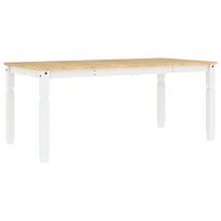 vidaXL Valgomojo stalas Corona, baltas, 180x90x75cm, pušies masyvas