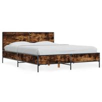 vidaXL Lovos rėmas, dūminio ąžuolo, 140x200cm, mediena ir metalas