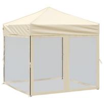 vidaXL Proginė palapinė su šoninėmis sienomis, kreminė, 2x2m