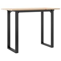 vidaXL Valgomojo stalas, 100x50x75cm, pušis ir plieninis, O formos rėmas