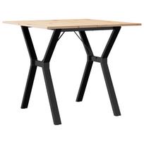 vidaXL Valgomojo stalas, 90x90x75cm, pušis ir plieninis, Y formos rėmas