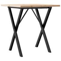 vidaXL Valgomojo stalas, 60x60x75,5cm, pušis ir plieninis, X formos rėmas