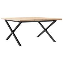 vidaXL Kavos staliukas, 80x80x45,5cm, pušis ir plieninis, X formos rėmas