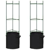 vidaXL Pomidorų narvas su augalų maišeliu, 2vnt., 116cm, plienas ir PP