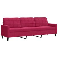 vidaXL Trivietė sofa, raudonojo vyno spalvos, 210cm, aksomas