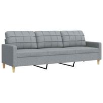 vidaXL Trivietė sofa, šviesiai pilkos spalvos, 210cm, audinys