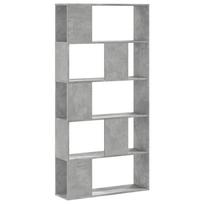 vidaXL Knygų spinta, 5 aukštų, betono, 80,5x23,5x162,5cm, mediena