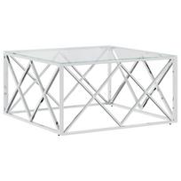vidaXL Kavos staliukas, 80x80x40cm, nerūdijantis plienas ir stiklas
