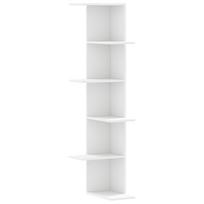 vidaXL Sieninė kampinė lentyna, baltos, 36,5x36,5x140cm, MDP