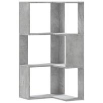 vidaXL Kampinė spinta, 3 aukštų, betono pilkos, 50x50x102cm, mediena