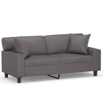 vidaXL Dvivietė sofa su pagalvėlėmis, pilka, 140cm, dirbtinė oda