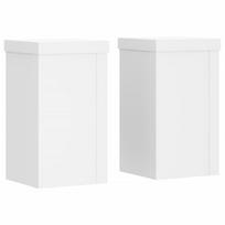 vidaXL Stovai augalams, 2vnt., balti, 10x10x18cm, apdirbta mediena