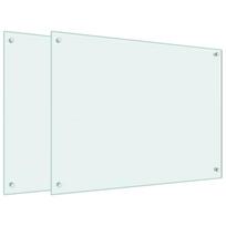 vidaXL Virtuvės sienelės, 2vnt., baltos, 80x60cm, grūdintas stiklas