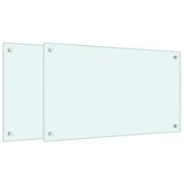 vidaXL Virtuvės sienelės, 2vnt., baltos, 70x40cm, grūdintas stiklas