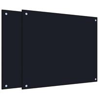 vidaXL Virtuvės sienelės, 2vnt., juodos, 70x60cm, grūdintas stiklas