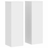 vidaXL Stovai augalams, 2vnt., balti, 25x25x80cm, apdirbta mediena