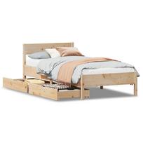 vidaXL Lovos rėmas su be čiužinio, 75x190cm, pušies masyvas