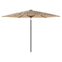 vidaXL Skėtis nuo saulės su LED/plieniniu stulpu, rudas, 288x288x225cm