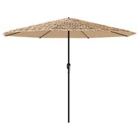 vidaXL Skėtis nuo saulės su LED/plieniniu stulpu, rudas, 388x388x248cm