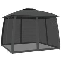 vidaXL Pavėsinė su stogu ir sienomis, antracito, 2,93x2,93m, plienas