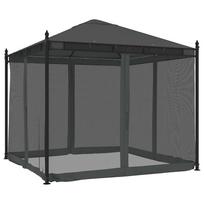 vidaXL Pavėsinė su tinkleliais, antracito, 2,93x2,93m, plienas