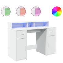 vidaXL Rašomasis stalas su LED apšvietimu, baltas, 120x55x91cm