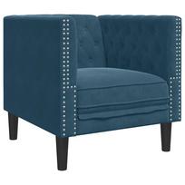 vidaXL Chesterfield krėslas, mėlynos spalvos, aksomas