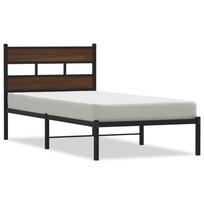 vidaXL Lovos rėmas su galvūgaliu/be čiužinio, ruda, 107x203cm